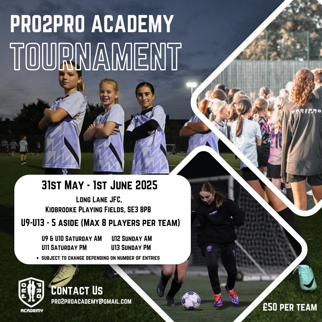 Pro2ProAcademy's tweet image. Register your team for what will be an unforgettable weekend for girls football! 

Worried about having more than 8 players in your team? Enter 2 teams so everyone can play!