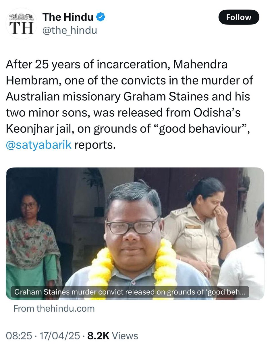 He burned a man and his two kids alive. He is garlanded. Naturally. Viksit Bharat.