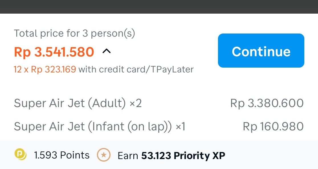 milkethemils's tweet photo. @traveloka saya ga paham di sini nya per pax 1.1, kenapa jadi 3.3 pas di select. Itu ga dimasukin tax nya apa gimana. Bingung https://t.co/zVTbgHSNxC