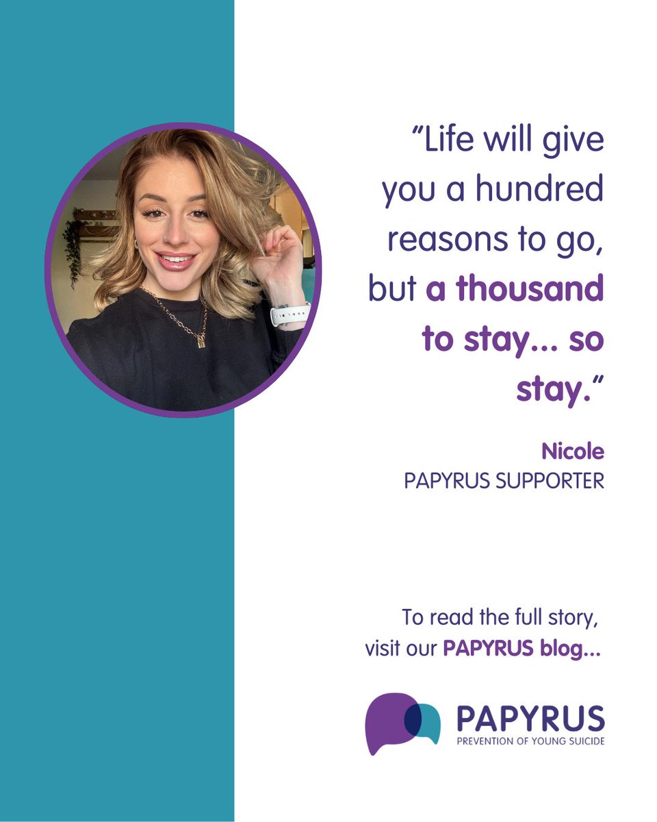 In our latest Supporter Story, Nicole shares her journey of battling thoughts of suicide and struggling with overwhelming grief, which led to her attempting to take her own life on four separate occasions. 

Read Nicole's story here: url.uk.m.mimecastprotect.com/s/v8soCrYBvs5Z… 💜