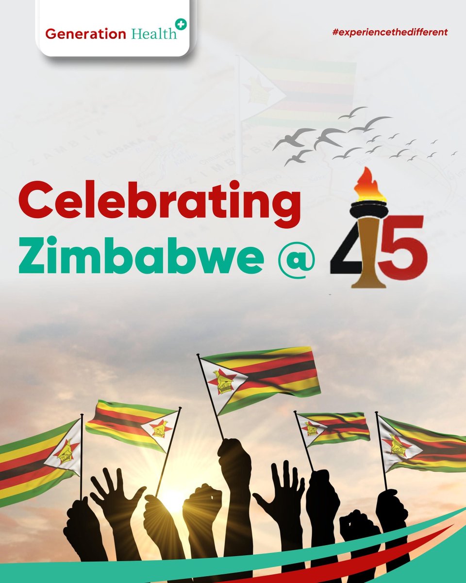 GenHealthZW's tweet photo. Celebrating Zimbabwe @ 45! 🇿🇼
From our family to yours — here’s to good health, strong communities, and a future full of promise.
Happy Independence Day, Zimbabwe!
#GenerationHealth #ExperienceTheDifferent #ZimbabweAt45 #ZimAt45 #IndependenceDay #Zimbabwe https://t.co/6xR7qCqeMO