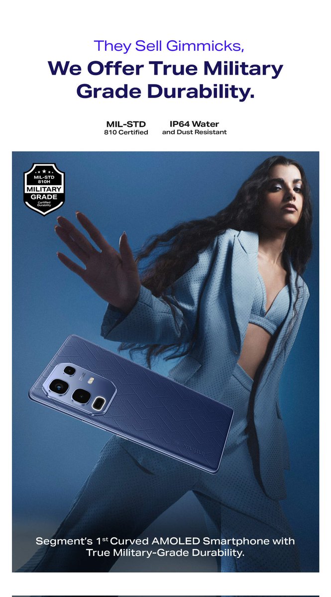 techaryan2610's tweet image. Hats Off You @InfinixIndia🔥
Really Doing A Great Job🔥
#InfinixNote50s 5G+ Launched in India🇮🇳 at 15K*

Gets:-
- 6.78&quot; FHD+ 144Hz 3D Curved AMOLED Display
- 64MP Main Rear📸, 13MP🤳
- Dimensity 7300 Ultimate🔥
- LPDDR5X, UFS 2.2
- Android 15
- 5500mAh🔋, 45W ⚡
- IP64 💧