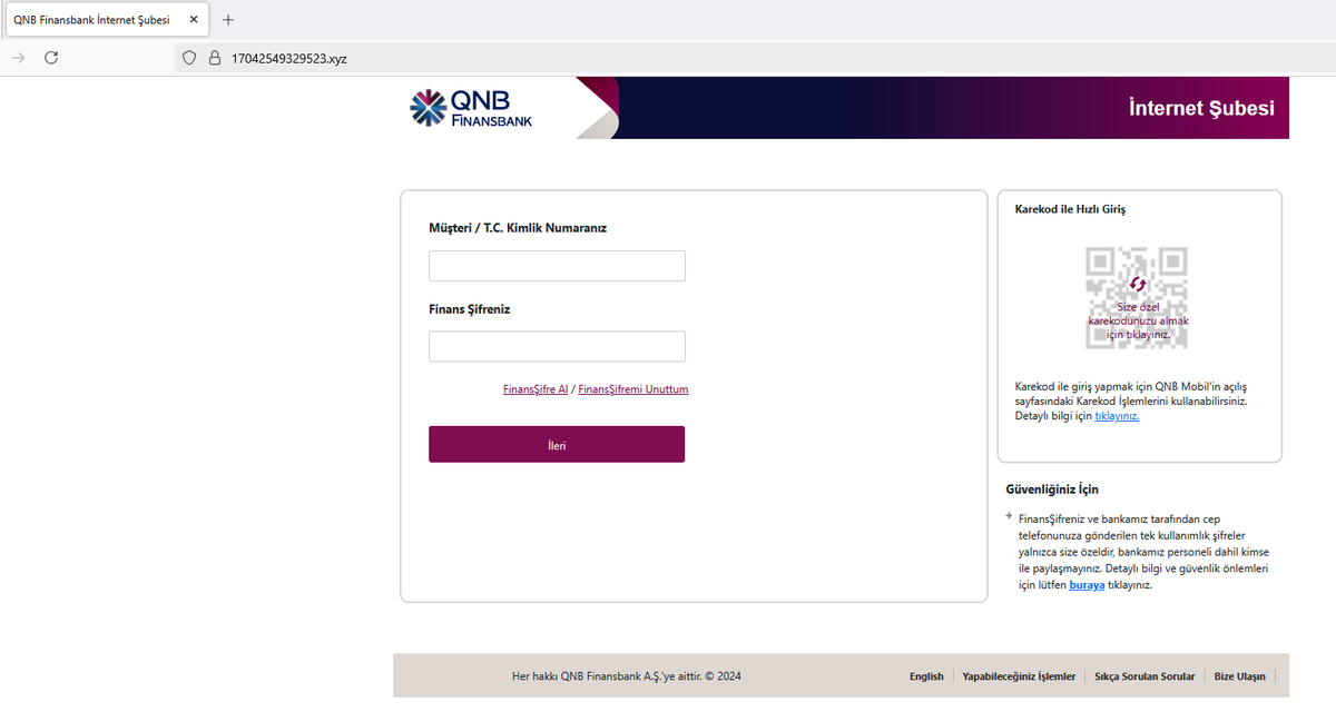 💢Potential Phishing URL: hxxps[://]17042549329523[.]xyz/
📌Target Domain URL: hxxps[://]www[.]qnbfinansbank[.]com/
#phishing #qnbphishing #turkeyphishing <a href="/urldna/">urlDNA.io</a> <a href="/urlscanio/">urlscan.io</a> <a href="/PhishKitTracker/">PhishingKitTracker</a> <a href="/phishingalert/">Phishing Alert</a> <a href="/PhishStats/">Phish.Stats</a> <a href="/PhishFindR/">PhishFindR</a> <a href="/ULTRAFRAUD/">ULTRAFRAUD</a> <a href="/Sync_Pundit/">Sync_Pundit 👽😎🔱🔥</a> <a href="/CatcherPhishing/">Phishing Catcher</a> <a href="/tdatwja/">misaki</a>