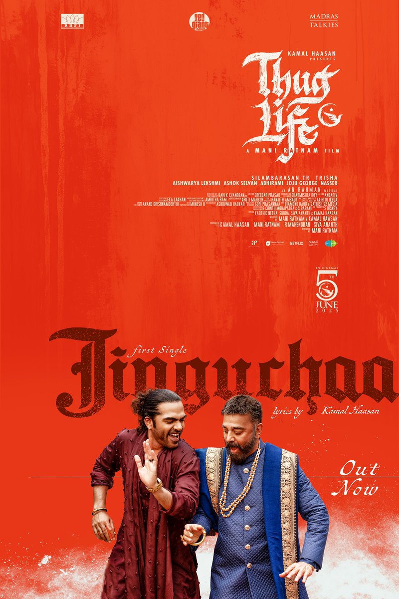 Kamal Haasan (@ikamalhaasan) on Twitter photo #Jinguchaa Out Now
youtu.be/o9mivPpQlSA
#Thuglife
#Thugsweddinganthem
#ThuglifeFromJune5 #KamalHaasan #SilambarasanTR
A #ManiRatnam Film
An <a href="/arrahman/">A.R.Rahman</a> Musical
A <a href="/ikamalhaasan/">Kamal Haasan</a> Lyrical
<a href="/SilambarasanTR_/">Silambarasan TR</a> #Mahendran <a href="/bagapath/">Siva Ananth</a> <a href="/trishtrashers/">Trish</a> <a href="/AishuL_/">Aishu__</a> <a href="/AshokSelvan/">Ashok Selvan</a> #Jinguchaa Out Now
youtu.be/o9mivPpQlSA
#Thuglife
#Thugsweddinganthem
#ThuglifeFromJune5 #KamalHaasan #SilambarasanTR
A #ManiRatnam Film
An <a href="/arrahman/">A.R.Rahman</a> Musical
A <a href="/ikamalhaasan/">Kamal Haasan</a> Lyrical
<a href="/SilambarasanTR_/">Silambarasan TR</a> #Mahendran <a href="/bagapath/">Siva Ananth</a> <a href="/trishtrashers/">Trish</a> <a href="/AishuL_/">Aishu__</a> <a href="/AshokSelvan/">Ashok Selvan</a>