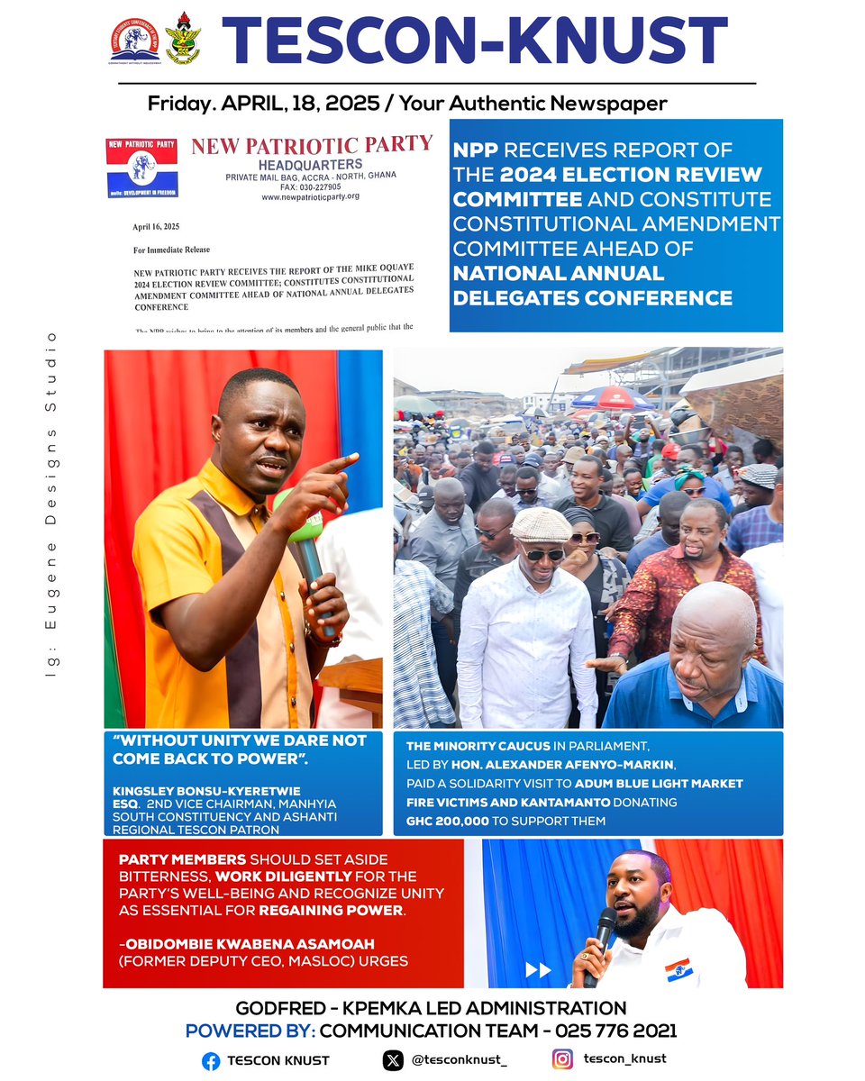 THE HOLIDAY EDITION🇳🇱🐘

YOUR AUTHENTIC NEWSPAPER🇳🇱

#TesconKnust
#NPP2028

Powered by: Communications Team
(0257762021)

➖➖➖➖➖➖➖➖➖ 
©️GODFRED-KPEMKA LED ADMINISTRATION