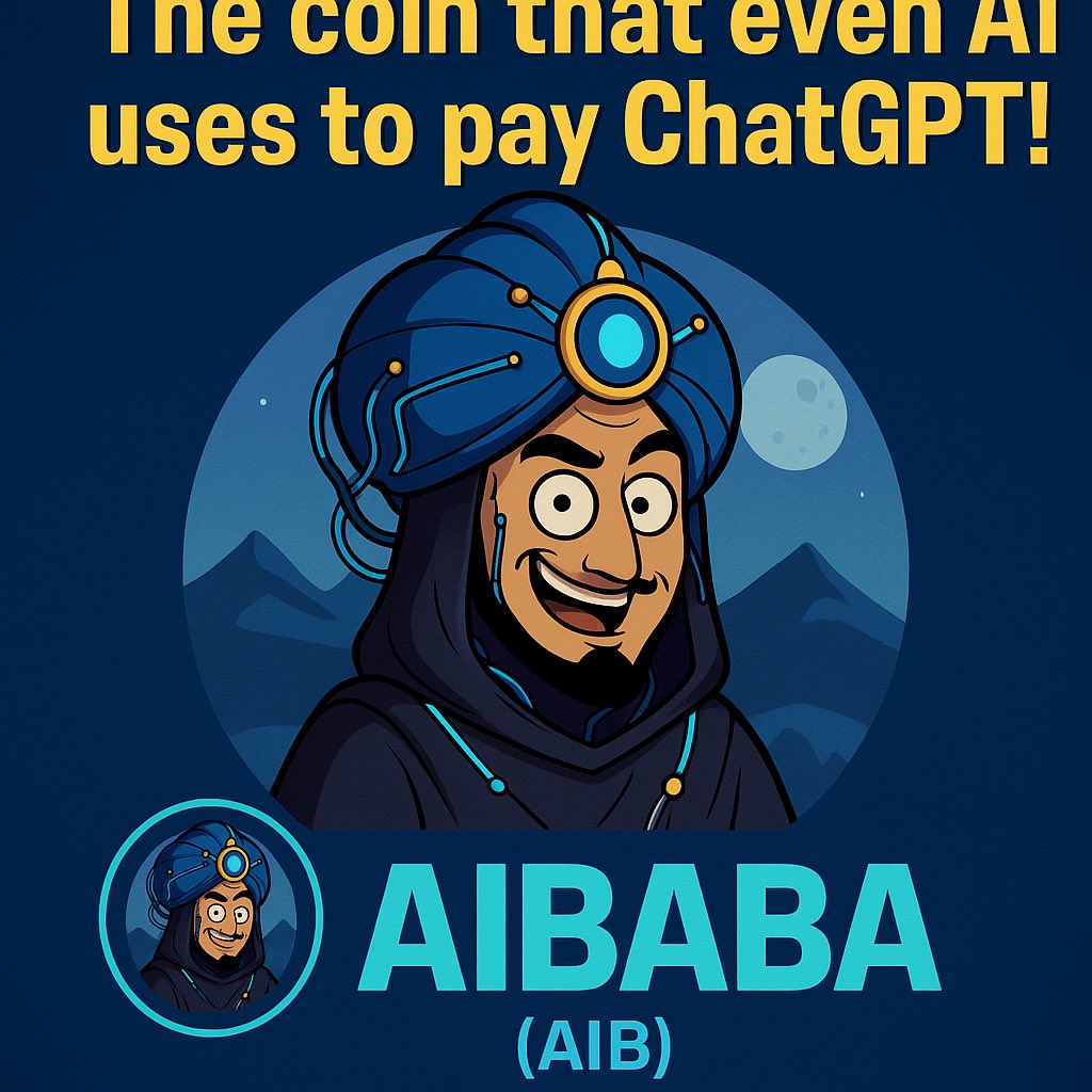 Nrmos4's tweet photo. “The coin that even AI uses to pay ChatGPT!”

Welcome to the future – $AIBABA (AIB)
•AI utility token made for the future
•Live on https://t.co/8lkJELLXo0 (yes, the meme playground!)
•Only a few degens know about it… yet.
•Early. Meme. AI. What more do you need? https://t.co/UBTzdPXXi2