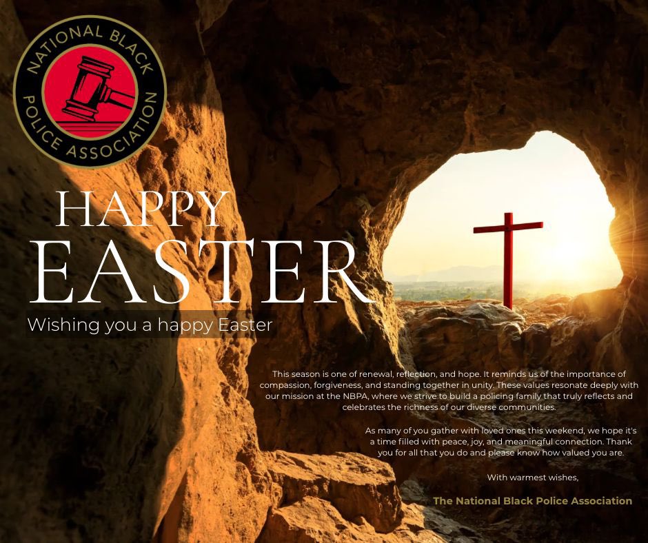 To everyone celebrating Easter this weekend, we’re sending you love, light, and our very best wishes.
Easter is a time of hope, new beginnings, and reflection.
#HappyEaster #NBPA #TogetherWeRise #EasterWishes #HopeAndRenewal #NationalBlackPoliceAssociation #UnityInDiversity