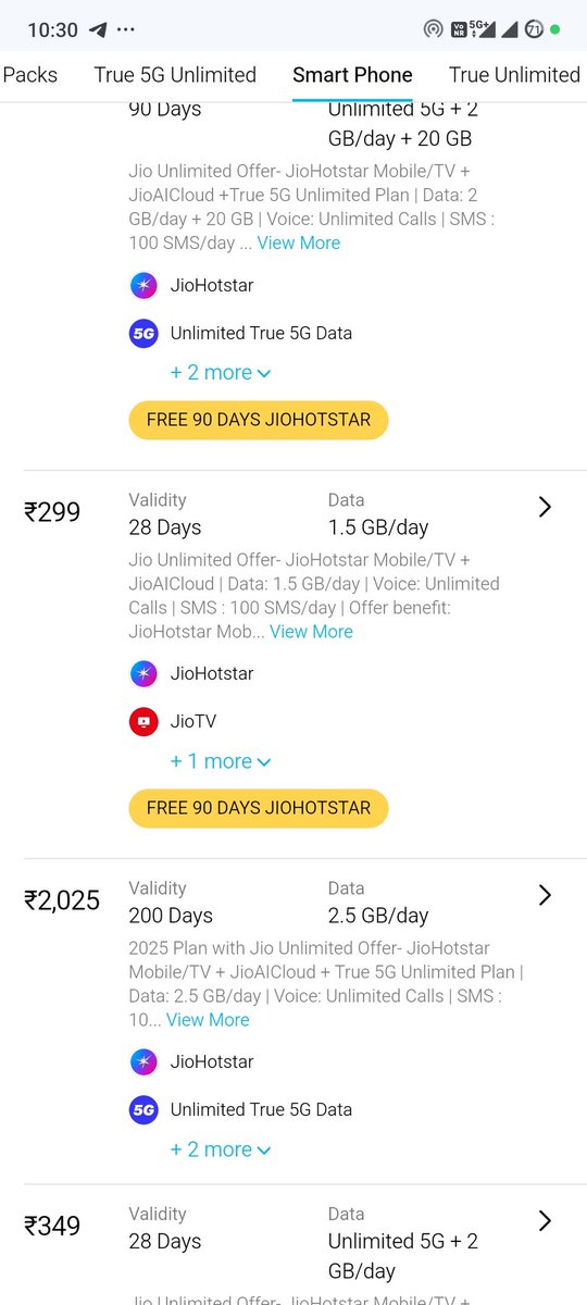 Rk_tech786's tweet photo. Hey @reliancejio, I recharged ₹299 via Paytm which clearly showed a 90-day JioCinema Hotstar subscription. Even the MyJio app confirmed it. But on login, it’s only showing 30 days! Please resolve this ASAP. Recharge date: 18 April 2025
@JioHotstar
@JioCare https://t.co/KOtzCM0Nor