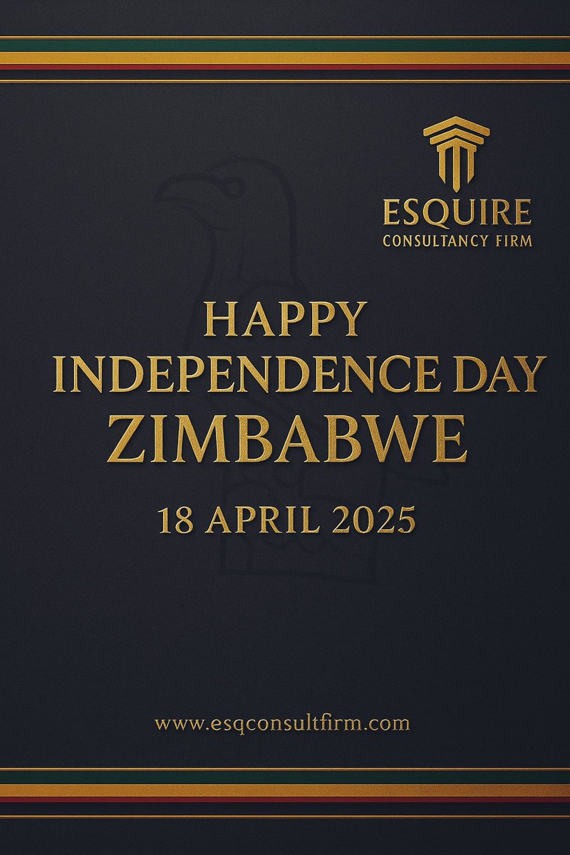 esqconsultfirm's tweet photo. Happy 45th Independence Day, Zimbabwe 🇿🇼 Esquire Consultancy Firm salutes our nation’s resilience and recommits to driving sustainable growth. #ZimAt45 #IndependenceDayZW #45NotOut https://t.co/6otmmsi4Bs