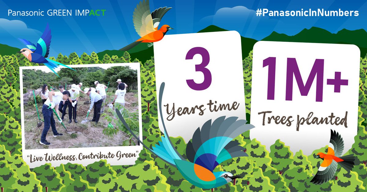 panasonic's tweet photo. #PanasonicInNumbers : Over 1 Million Trees Planted in Just 3 Years by Panasonic Vietnam