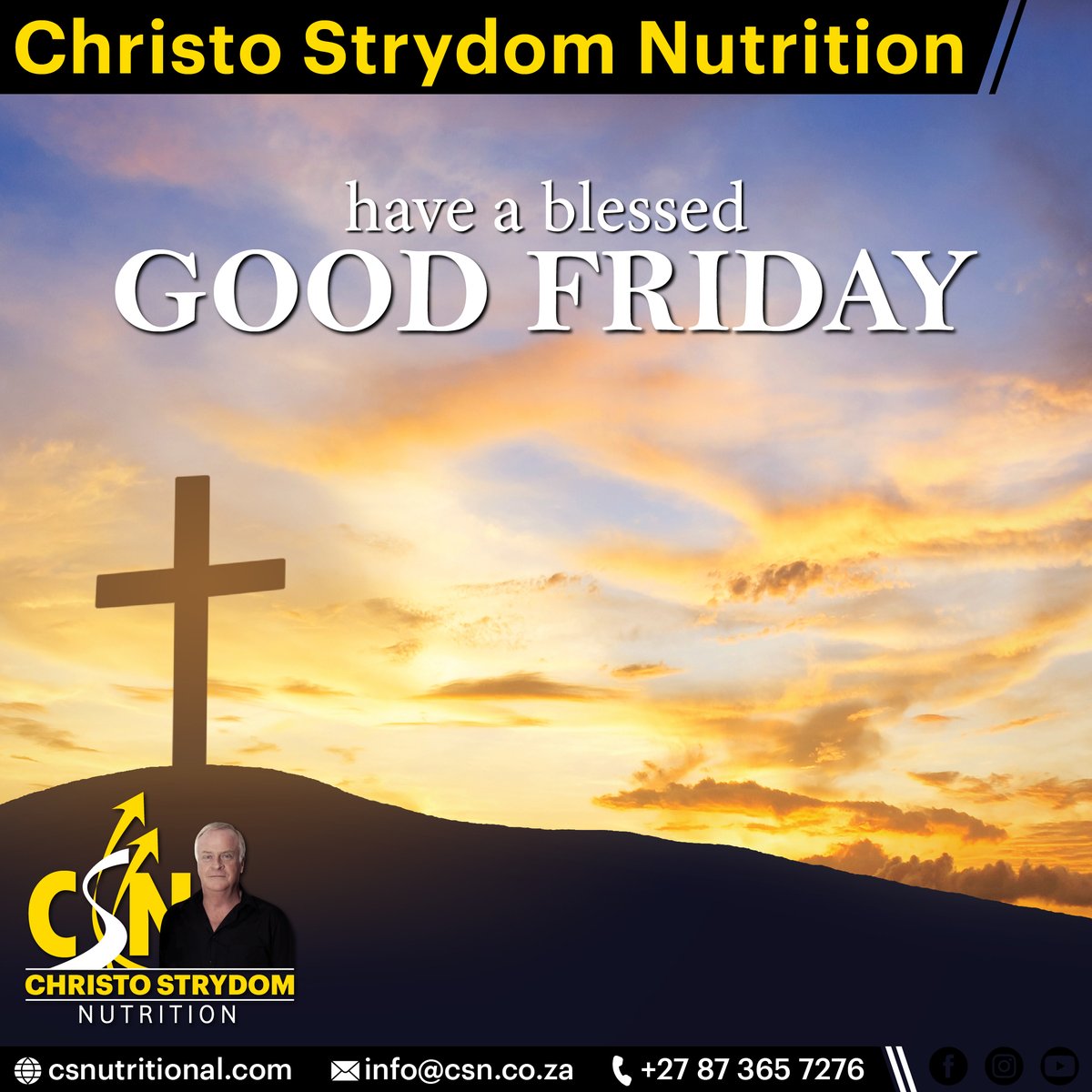 csnutritional's tweet photo. On this day of reflection,
may we be forever grateful for the
selfless love displayed by our Saviour
He died that we may live!
May God bless you and your family https://t.co/zeF2L5lvEk