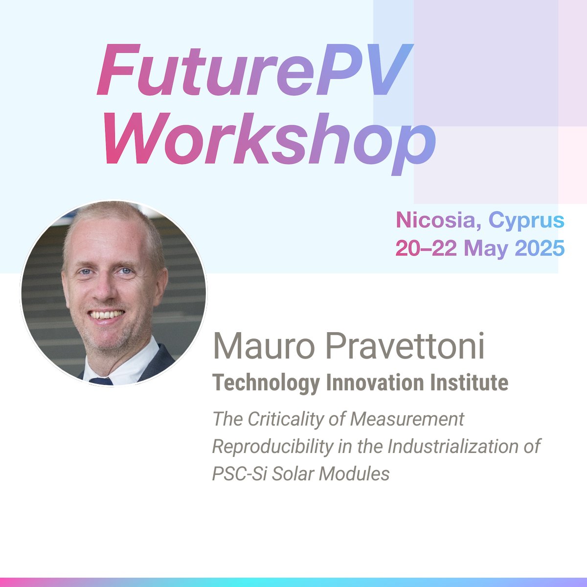 TESTARE Project (@testareproject) on Twitter photo Explore measurement reproducibility of PSC-Si tandem structures with Mauro Pravettoni from <a href="/TIIuae/">Technology Innovation Institute</a> at #FuturePV in May.
<a href="/DiamondHorizEU/">Diamond Project</a>
#LAPERITIVO #PERSEUS #SMARTLINEPV #NEXUSPV
<a href="/TriumphEurope/">TRIUMPH - Horizon Europe</a> #Apollo @Amires_EU
<a href="/Luminosity_EU/">LUMINOSITY_EU</a> #PHOENIX #PEARL #solmates #circularpv <a href="/UCYOfficial/">University of Cyprus</a> Explore measurement reproducibility of PSC-Si tandem structures with Mauro Pravettoni from <a href="/TIIuae/">Technology Innovation Institute</a> at #FuturePV in May.
<a href="/DiamondHorizEU/">Diamond Project</a>
#LAPERITIVO #PERSEUS #SMARTLINEPV #NEXUSPV
<a href="/TriumphEurope/">TRIUMPH - Horizon Europe</a> #Apollo @Amires_EU
<a href="/Luminosity_EU/">LUMINOSITY_EU</a> #PHOENIX #PEARL #solmates #circularpv <a href="/UCYOfficial/">University of Cyprus</a>