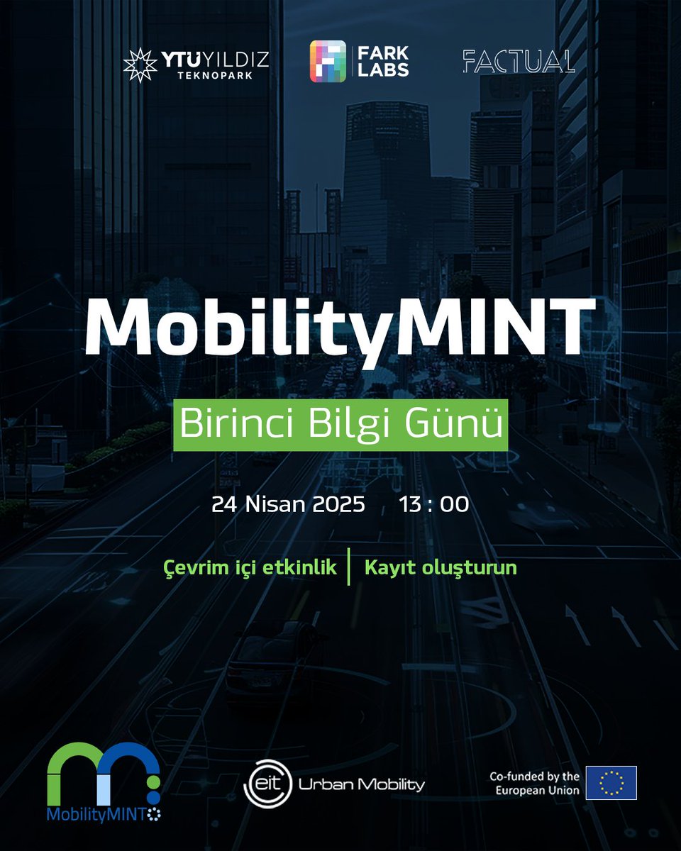 YTÜ Yıldız Teknopark öncülüğünde, kentsel hareketlilik, girişimcilik ve ileri teknoloji alanlarında uzmanlaşmak isteyenler için Avrupa Komisyonu destekli yepyeni bir eğitim programı başlıyor!

🌍 MobilityMINT, şehir içi ulaşım sorunlarına yenilikçi çözümler geliştirmek isteyen