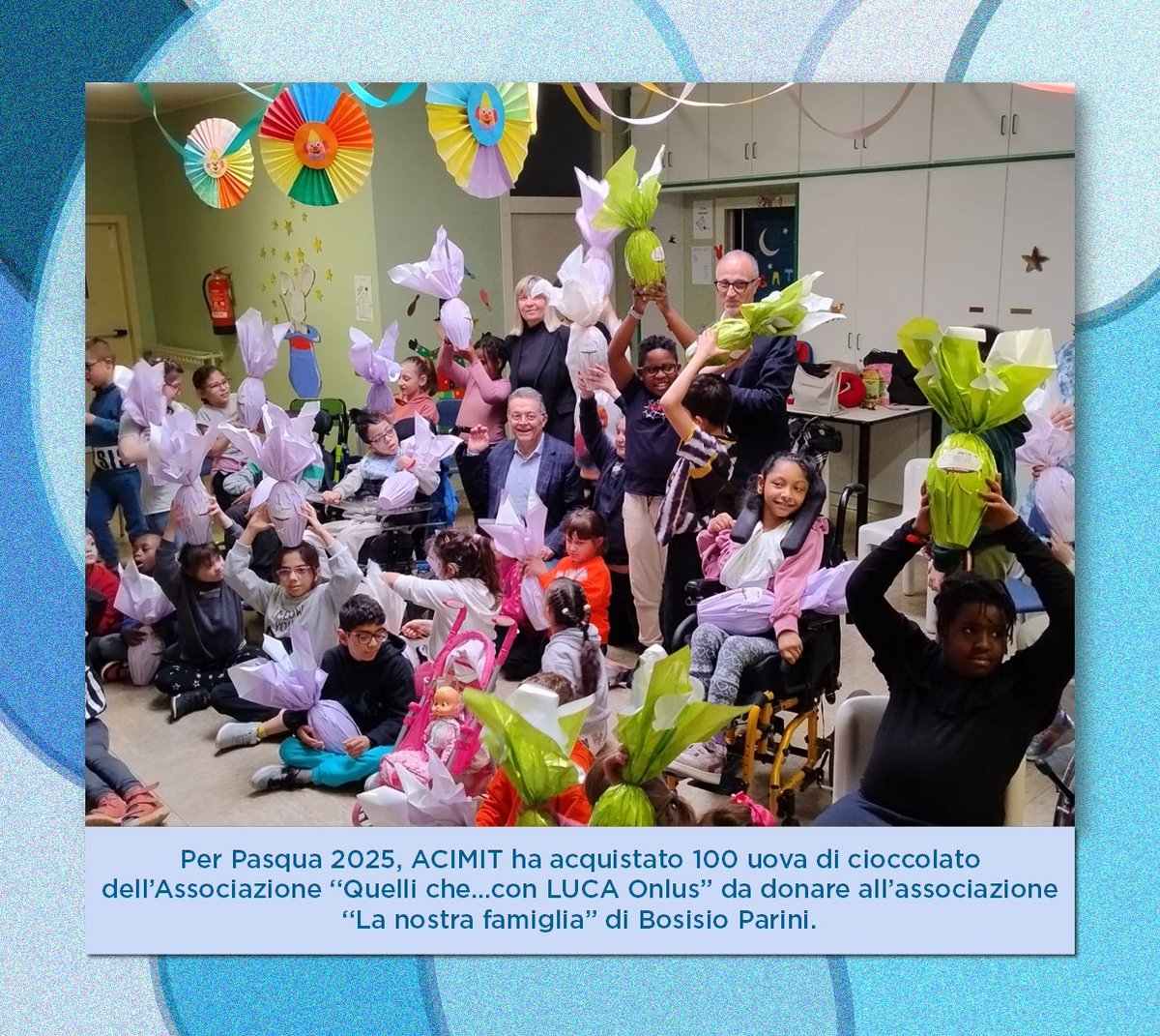 Per la ricorrenza pasquale i vertici ACIMIT hanno consegnato oggi all’associazione "La nostra famiglia" di Bosisio Parini (lnkd.in/dMDPuVxG) 100 uova pasquali provenienti dall’associazione "Quelli che…con LUCA Onlus" (lnkd.in/dDQtbzce).