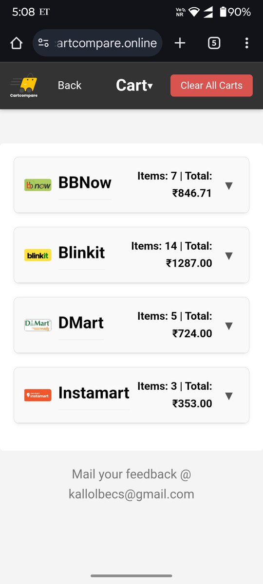 kallolbecs's tweet photo. Create a platform to compare prices from zepto, blinkit etc side by side. No need to switch between apps , visit https://t.co/52ZeosmzY9 https://t.co/bzpvvFMMxV
