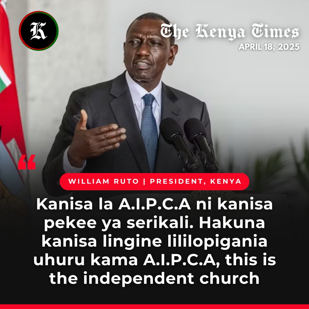 thekenyatimes's tweet image. President Ruto names A.I.P.C.A as the government’s official church.