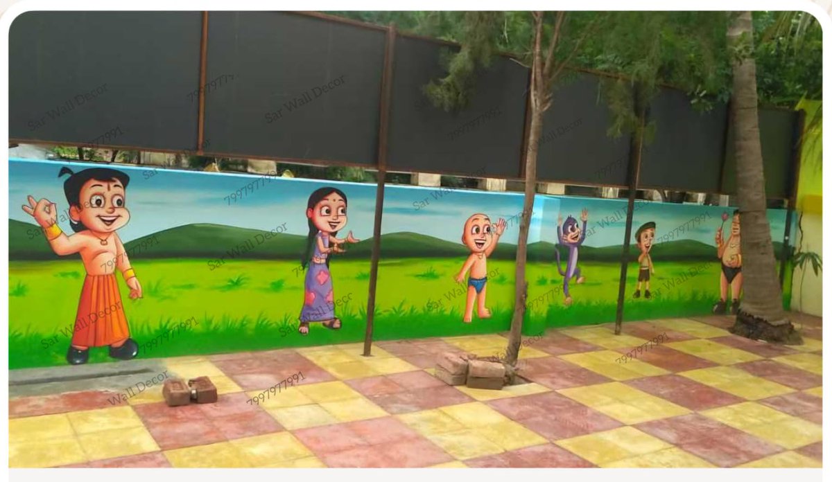 sarwalldecors4's tweet image. This is a cheerful and educational play school wall painting that beautifully blends learning with fun. Here's a detailed description:
#schoolwallpainting
#playschool
#educationaltheme
#kidsart
#alphabet
#jungletheme
#walldesign
#ameenpur
wa.me/7997977991
040-40033355
