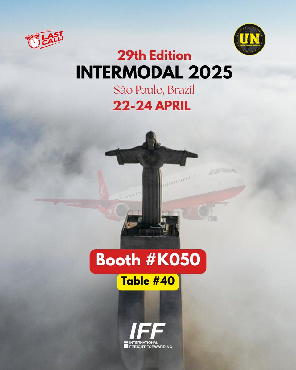 ifforwarding's tweet photo. 🇧🇷📢 Last Call! We will be attending the 29th Edition of Intermodal Brazil from April 22 to 24 in São Paulo, Brazil. 📌 Booth #K050, Table #40. See you soon! https://t.co/csEr5HgUxP