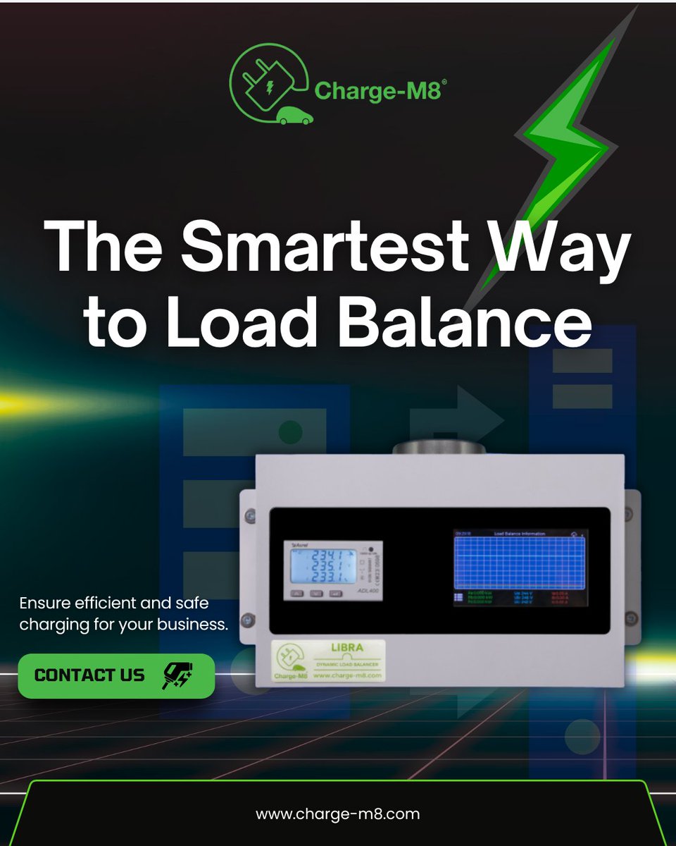 ChargeM8's tweet photo. Introducing the Libra DLB, a dynamic load-balancing solution that integrates seamlessly with your existing OCPP platform. ⚡️
Get in touch with us to learn more!
📞 0333 242 3328
🔗 https://t.co/4SguNnllxh
#evcharging #dynamicloadbalancing #libradlb #loadmanagement https://t.co/vaLFq2wYRp