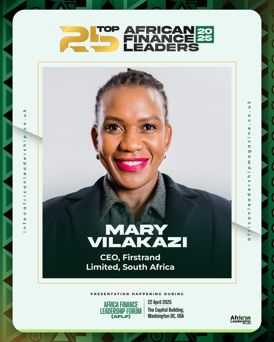 Congratulations to Mary Vilakazi, CEO, Firstrand Limited, South Africa ...