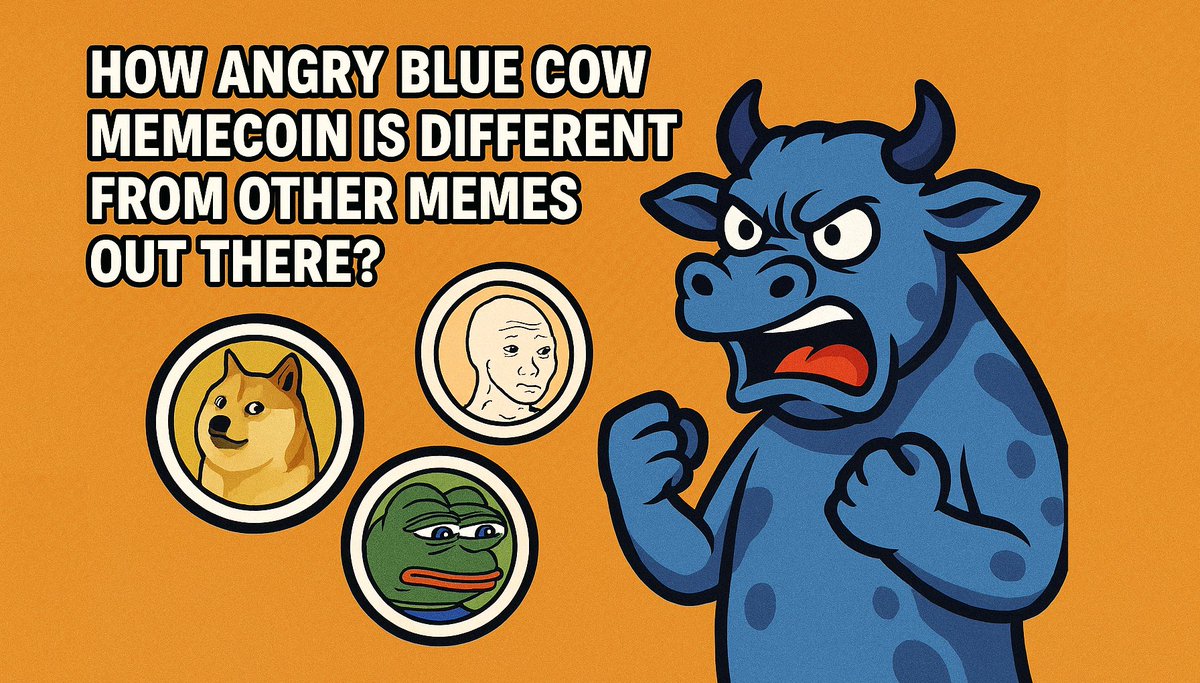 AngryBlueCow2's tweet photo. 🚀 Tired of the same old meme coins? 

Meet Angry Blue Cow – the wildest ride in crypto! 🐮💥

This isn’t just another copy-paste hype token. It’s meme culture with mooooovement – blending humor, utility & a whole lot of attitude. 🔥

🐄 Dive into the difference

👉 Read More: https://t.co/YSBc7ksmw8

#AngryBlueCow #AngryCOW #MemecoinSeason #CryptoBros #Blockchain #Crypto #Cryptocurency #CryptoCommunity #CryptoInvestor #Traders #CryptoNews #Dogecoin #Litecoin #DOGE #Litecoin #memecoin #bitcoin #eth