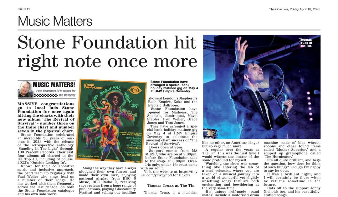 The Cov Music Museum (@covmusicm) on Twitter photo <a href="/PeteChambersCov/">Pete Chambers BEM</a> Latest Music Matters column in the <a href="/covobservernews/">Coventry Observer</a>
<a href="/stonefoundation/">Stone Foundation</a>
<a href="/thomastruax/">Thomas Truax</a>
<a href="/TheTin/">The Tin Music & Arts</a>
<a href="/hmvempire/">hmv Coventry Empire 🎸🎹🎤🎶❤️</a> <a href="/PeteChambersCov/">Pete Chambers BEM</a> Latest Music Matters column in the <a href="/covobservernews/">Coventry Observer</a>
<a href="/stonefoundation/">Stone Foundation</a>
<a href="/thomastruax/">Thomas Truax</a>
<a href="/TheTin/">The Tin Music & Arts</a>
<a href="/hmvempire/">hmv Coventry Empire 🎸🎹🎤🎶❤️</a>