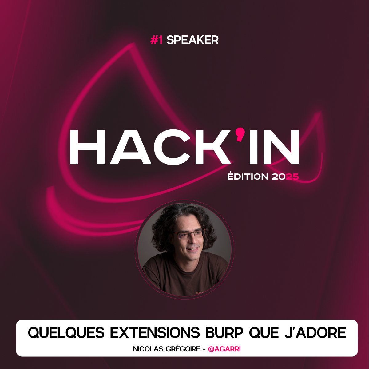 Hack'In (@_hackiin) on Twitter photo 🎙️ Quelques extensions Burp que j'adore <a href="/Agarri_FR/">Nicolas Grégoire</a>
On a l’immense plaisir de vous annoncer notre premier speaker : Nicolas Grégoire!
Il est auditeur web depuis 20 ans, formateur officiel Burp Suite Pro et speaker à l’international.
Il viendra vous parler d’extensions Burp! 🎙️ Quelques extensions Burp que j'adore <a href="/Agarri_FR/">Nicolas Grégoire</a>
On a l’immense plaisir de vous annoncer notre premier speaker : Nicolas Grégoire!
Il est auditeur web depuis 20 ans, formateur officiel Burp Suite Pro et speaker à l’international.
Il viendra vous parler d’extensions Burp!