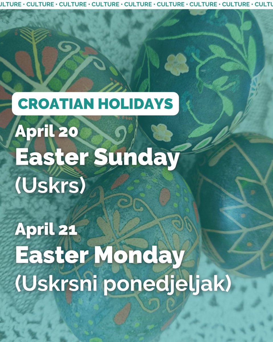 This weekend, we have two national holidays: Easter Sunday and Easter Monday.

Since these are national holidays, they are also non-working days.

Our advice: Get your food shopping done today or tomorrow!

Sretan Uskrs svima! 🐣