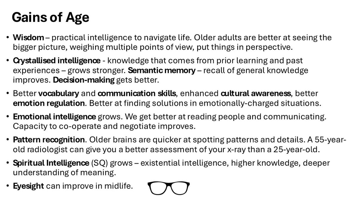 New IMF report shows “data from a sample of 41 economies indicate that, on average, a person who was 70 in 2022 had the same cognitive ability as a 53-year-old in 2000." No surprise  to me. The gains of age is something I talk about in #PositiveAgeing. thetimes.com/business-money…