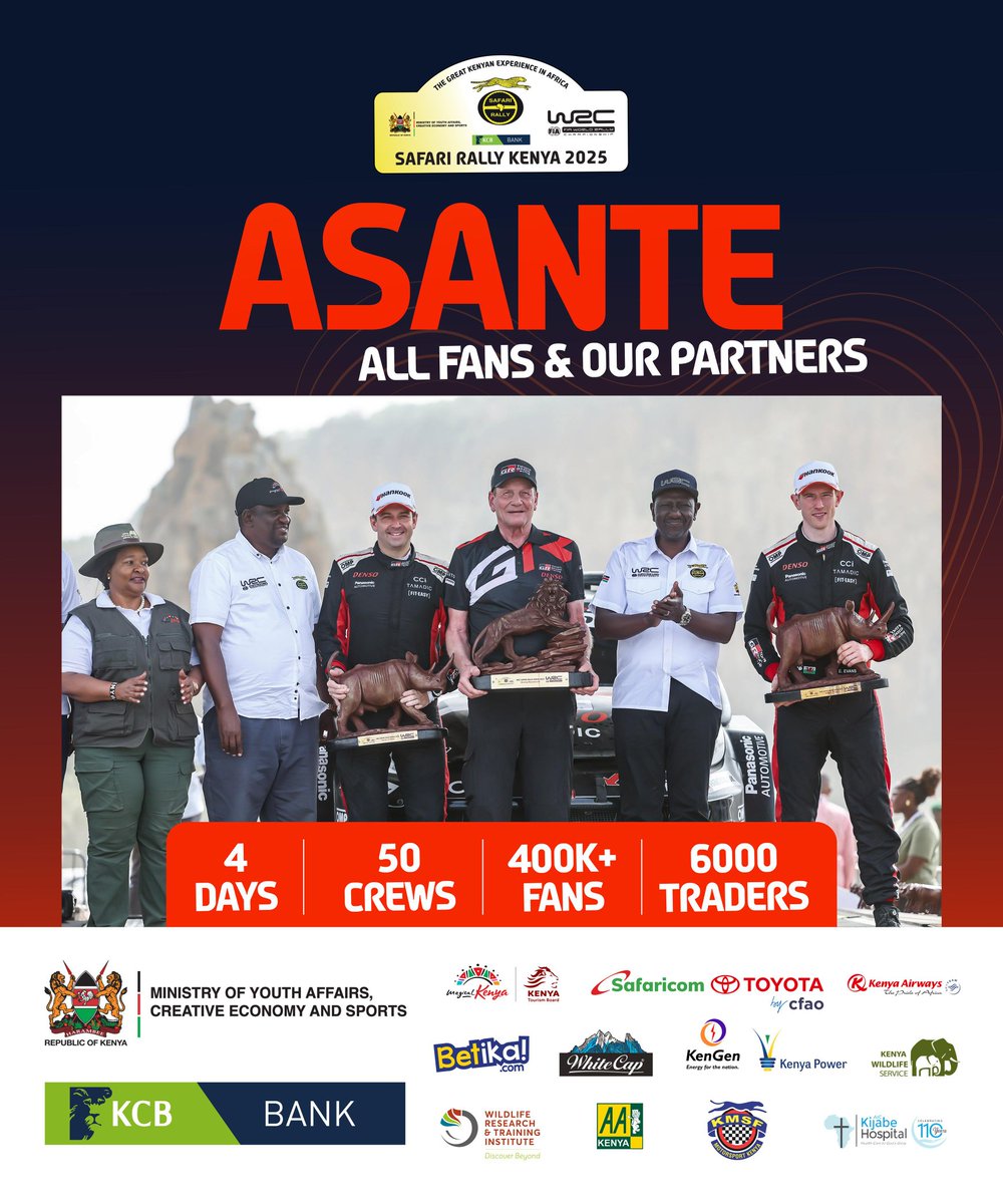 The rally may be over, but the journey continues.
Wishing you a peaceful and blessed Easter from all of us at #WRCSafariRally2025.
Stay safe on the roads — #SafariNjema!