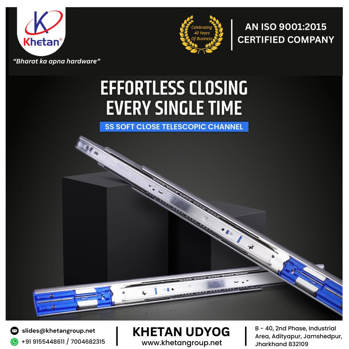 GroupKheta15982's tweet image. "Upgrade your furniture with the strength of stainless steel and the smoothness of soft-close technology. Built to last, designed for comfort — only from Khetan Udyog."
.
.

#KhetanUdyog #SoftCloseChannel #SSChannel #FurnitureFittings #SmoothSliding #PremiumHardware #MadeInIndia