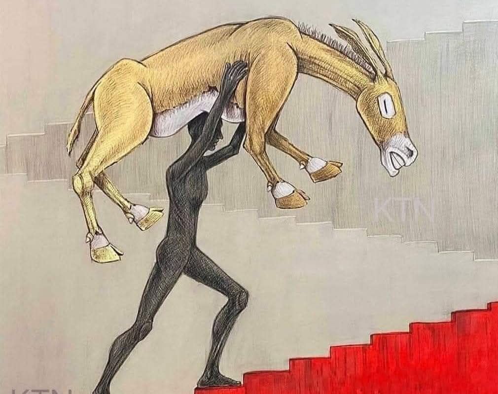 मैं जब भी इस तस्वीर को देखता हूँ, पता नहीं क्यों मुझे हिंदी के प्रगतिशील, वामपंथी कवि-लेखकों, पत्रकारों, यूट्यूबरों और सिक-उल्लू-र बुद्धिजीवियों की याद आती है जो नंगधडंग होकर एक गधे का बोझ उठाए जा रहे हैं.