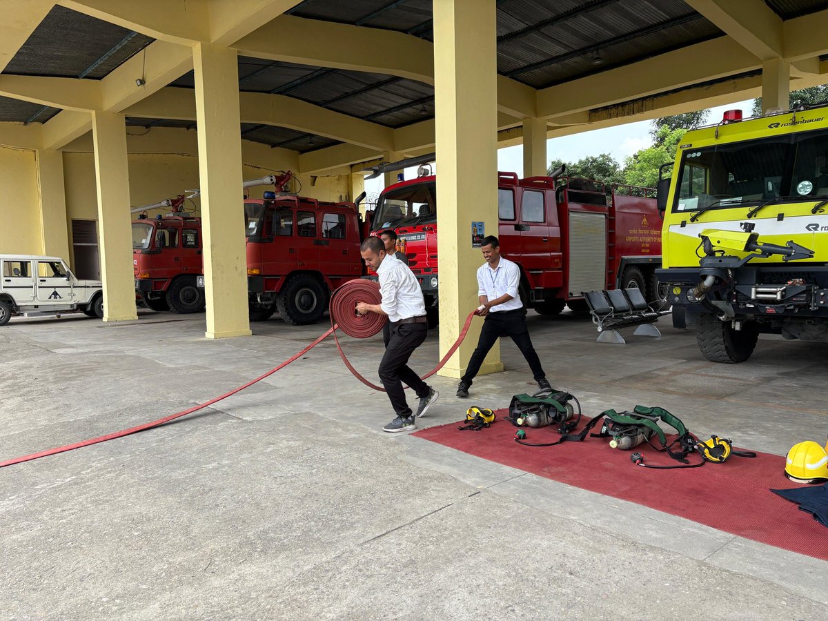 aailbrairport's tweet photo. Fire Service Week 2025 in action! 🔥 Lilabari Airport's fire personnel showcased their skills & efficiency through multiple drills & exercises. Ensuring readiness for any fire emergency! #FSW2025 #FireSafety #EmergencyPreparedness https://t.co/21Oze0LLQf