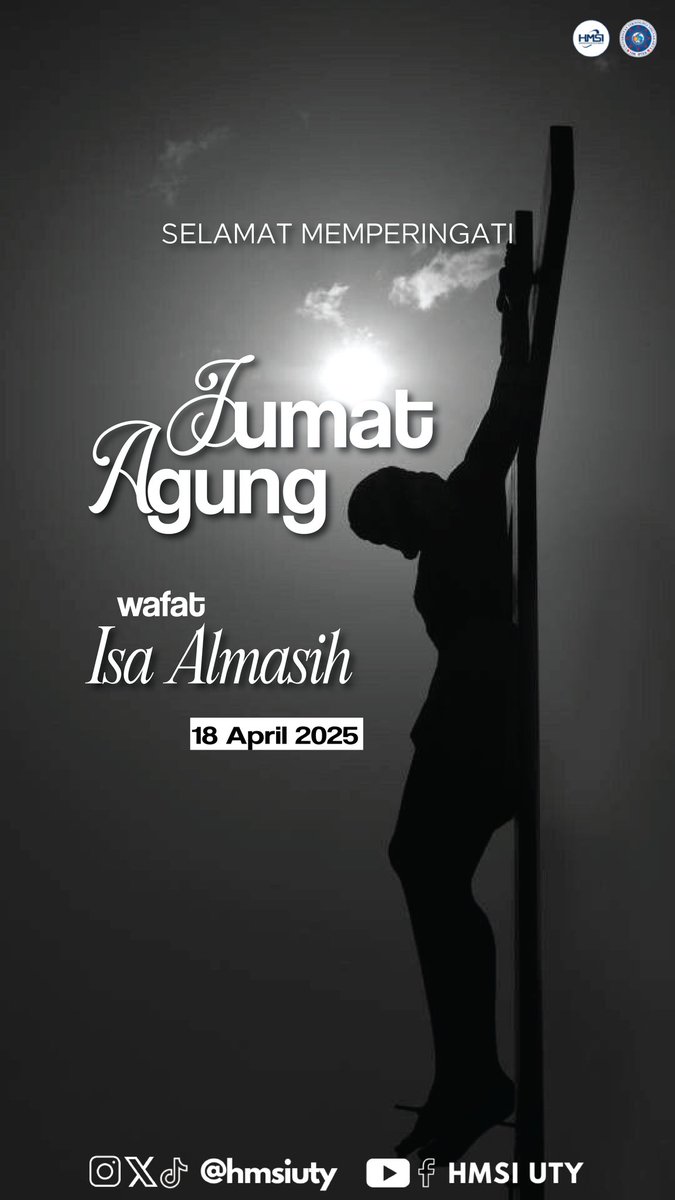 hmsiuty's tweet photo. Hari ini kita memperingati wafatnya Isa Almasih
momen pengorbanan yang menjadi lambang kasih tanpa batas.
Mari luangkan waktu sejenak untuk merenung dan bersyukur. https://t.co/2CKSNrwjtg