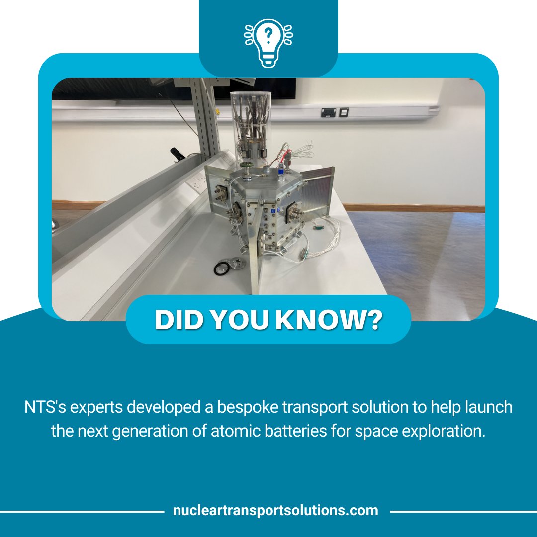 NTS’s team assessed the safest, most secure, and cost-effective methods of transporting the revolutionary new batteries.

Read more - nucleartransportsolutions.com/2023/07/nts-pl…

#FactFriday #SpaceBatteries