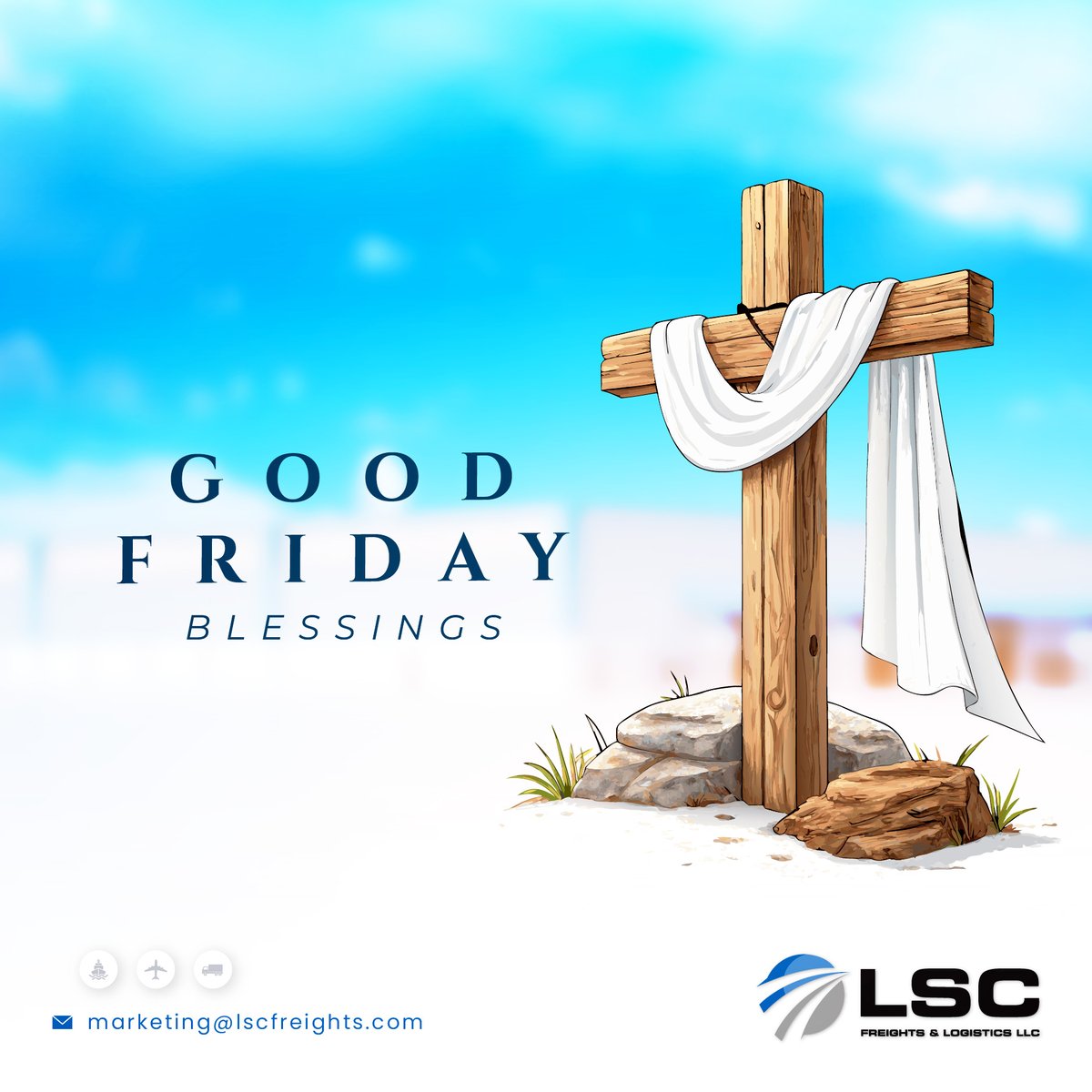 llc_lsc's tweet photo. A day of reflection, sacrifice, and unwavering love. Wishing you peace and grace this Good Friday

#lsc #lscfreights #goodfriday https://t.co/bNOevohSyB
