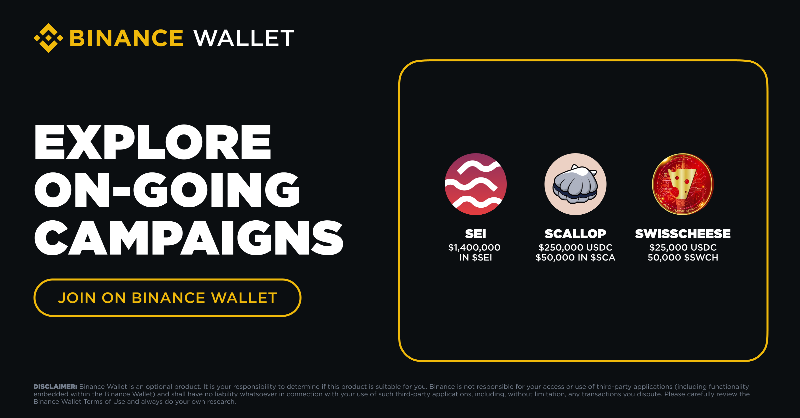 BinanceWallet's tweet photo. Explore Available Campaigns on #Binance Wallet!

Discover the latest campaigns available on Binance Wallet. By participating, you have the opportunity to secure a spot and win a share of the rewards.

Check out the campaigns today!