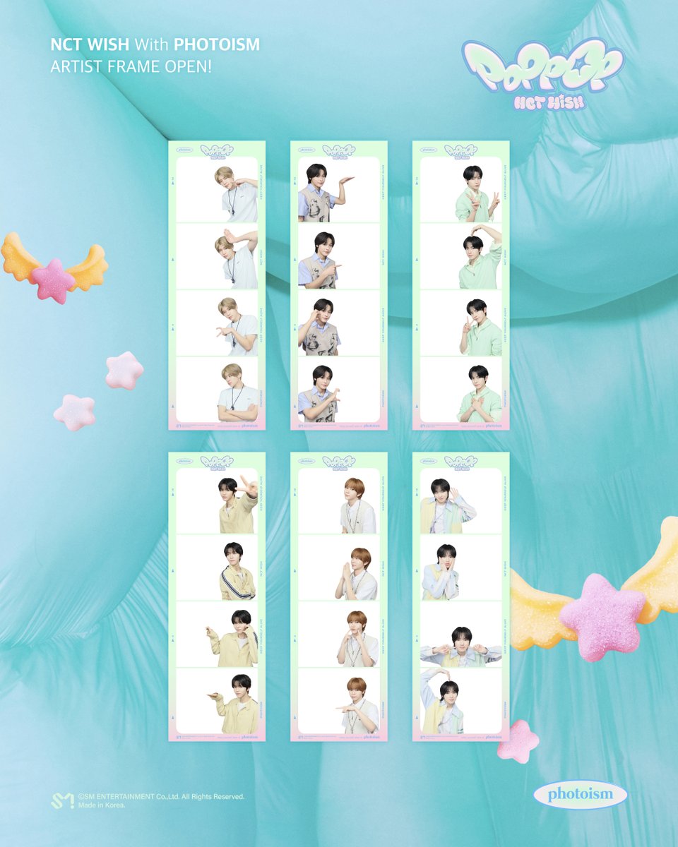 PHOTOISM X NCT WISH
ARTIST FRAME OPEN !

🫧 위시 미니 2집 [poppop] 컴백 축하해 🍭

💚 : 컴백했는데 빨리 프레임 낋여왔으면 조 켄 네 ..
😊 : 포토이즘 안에 담겨있던 마음들을 펼쳐보내 !

포토이즘에서 위시와 기적을 만들어보세요 ~

📆 4/19 - 6/30