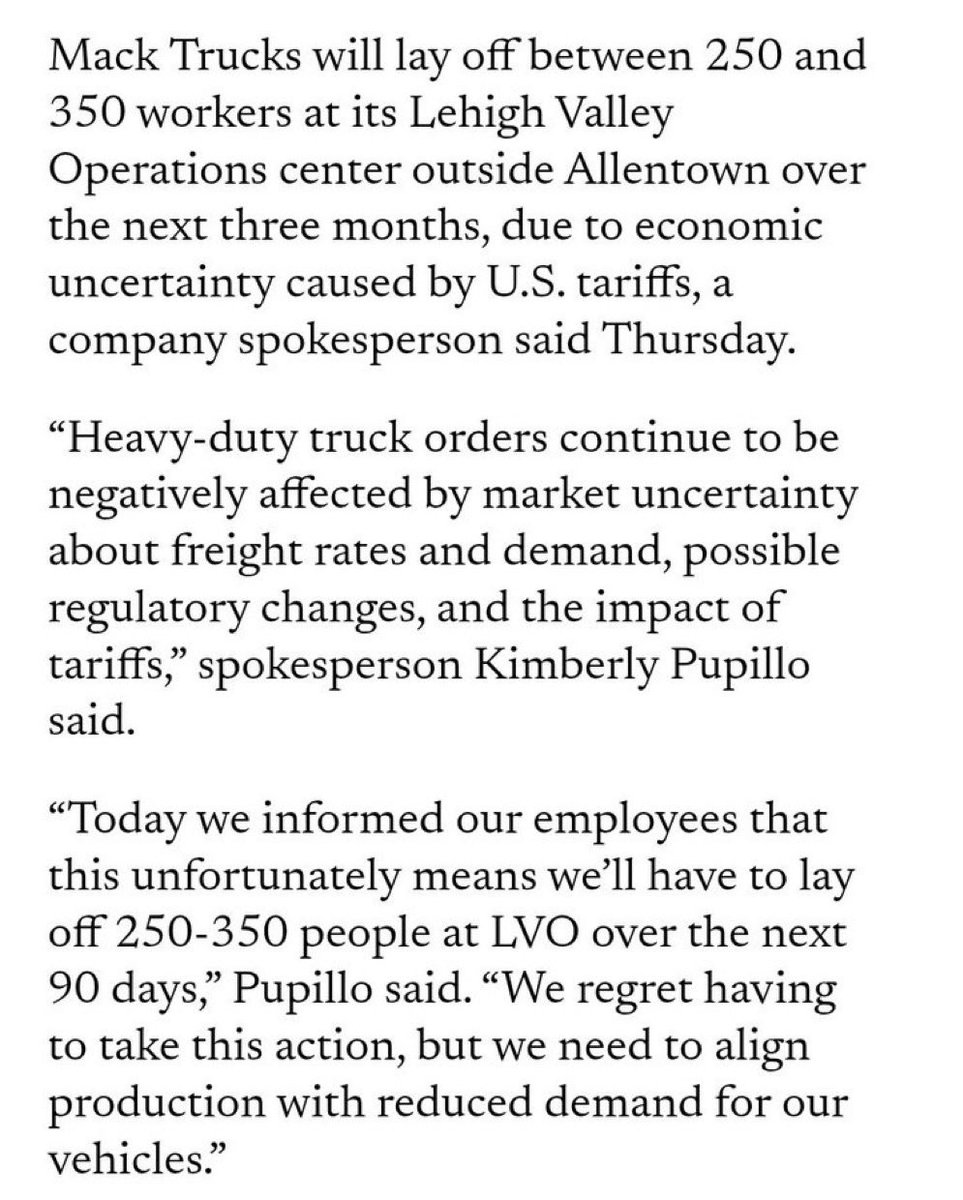Mack Trucks announces layoffs at Lehigh Valley plant, blames tariffs

penncapital-star.com/briefs/mack-tr…