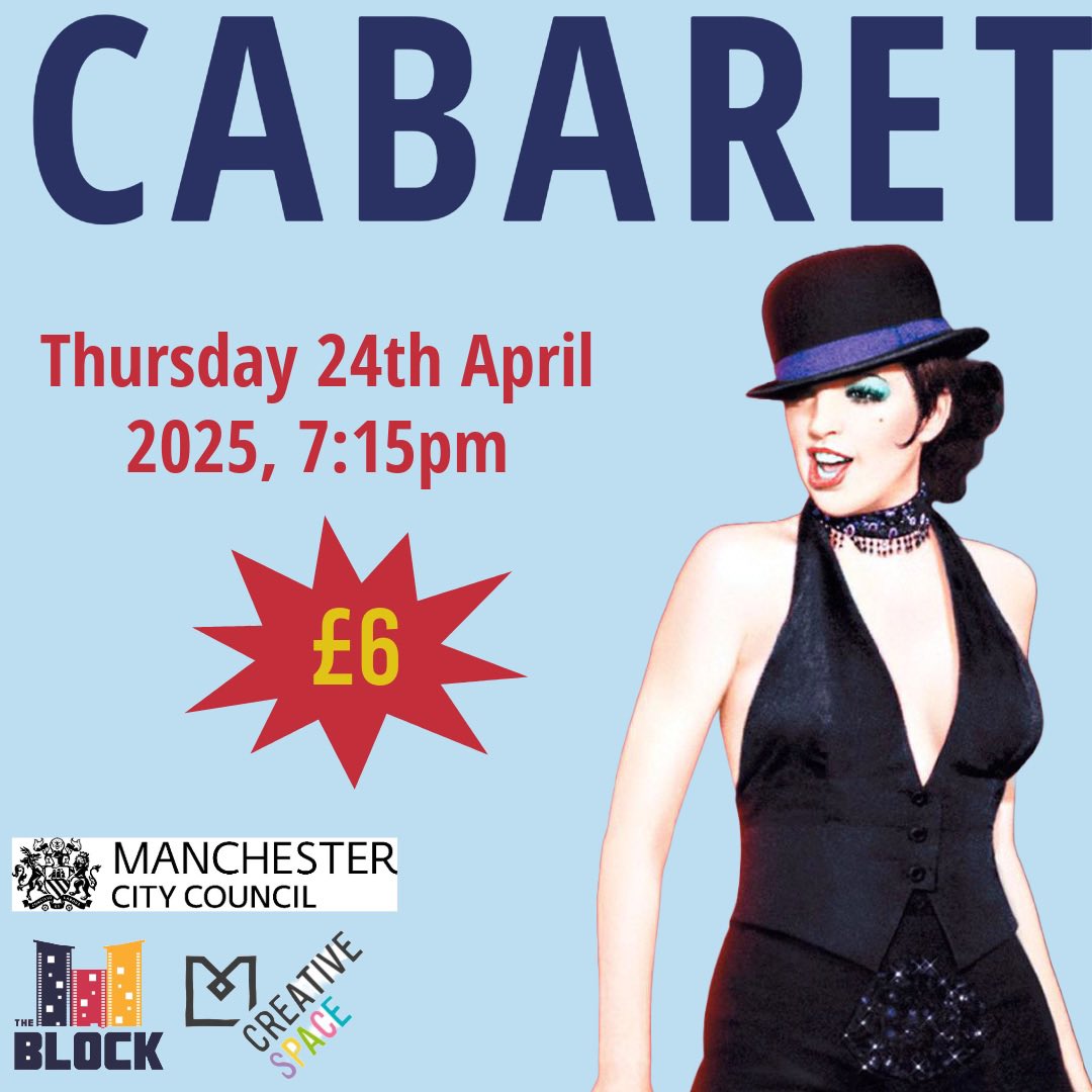 Our next screening is Cabaret. At the heart of the story is Sally, singer at the Kit Kat Klub. As the shadows of fascism creep over Germany, Sally and her companions navigate a world of fleeting pleasures and looming dangers 🎬

Purchase tickets online or on the door 🎟️