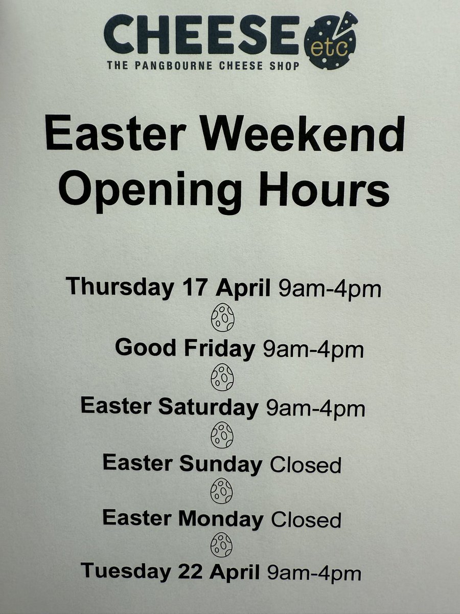 We are open today and tomorrow for all your Easter cheese 👍🏻