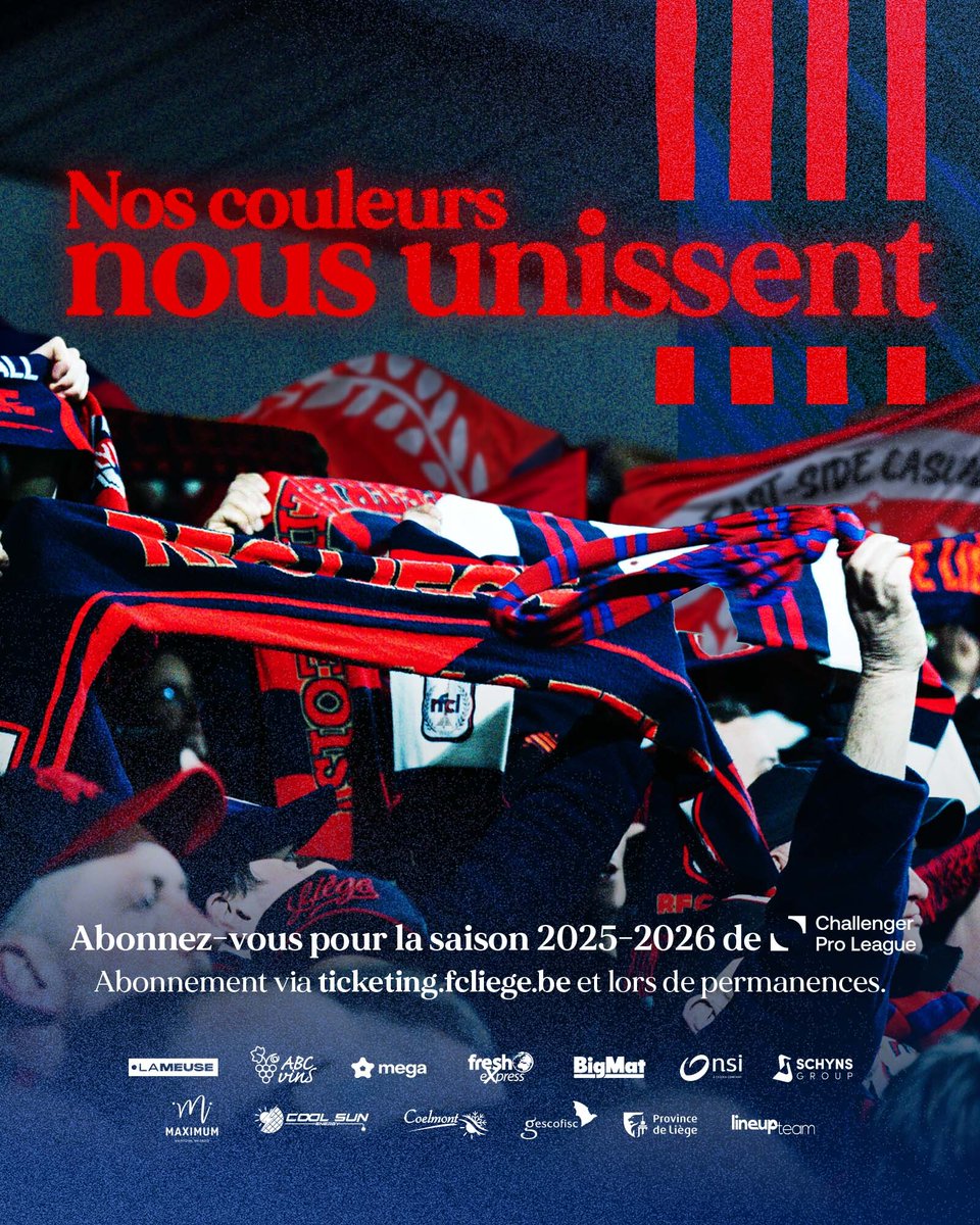 rfcliege's tweet photo. 🔛 𝗔𝗯𝗼𝗻𝗻𝗲𝗺𝗲𝗻𝘁𝘀 𝟮𝟬𝟮𝟱-𝟮𝟬𝟮𝟲 ❤️🔥💙
Vivez 16 matchs ardents la saison prochaine au stade de Rocourt ! Abonnez-vous en ligne : https://t.co/YH5KKTv9E8
#footballardent #abos2526 #rfcliege https://t.co/FhjTQjQPu4