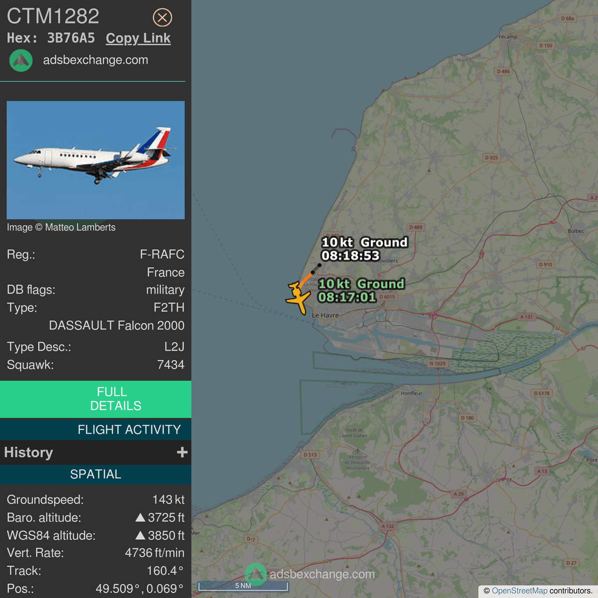 FlottePresident's tweet photo. 🛫 Un Dassault Falcon 2000EX 🇫🇷 République Française vient de décoller près de Le Havre/Octeville, France.
Vol #CTM1282, immatriculation #FRAFC.
Suivre le vol : https://t.co/VFWGrIKKMO https://t.co/JaMopzsQOq