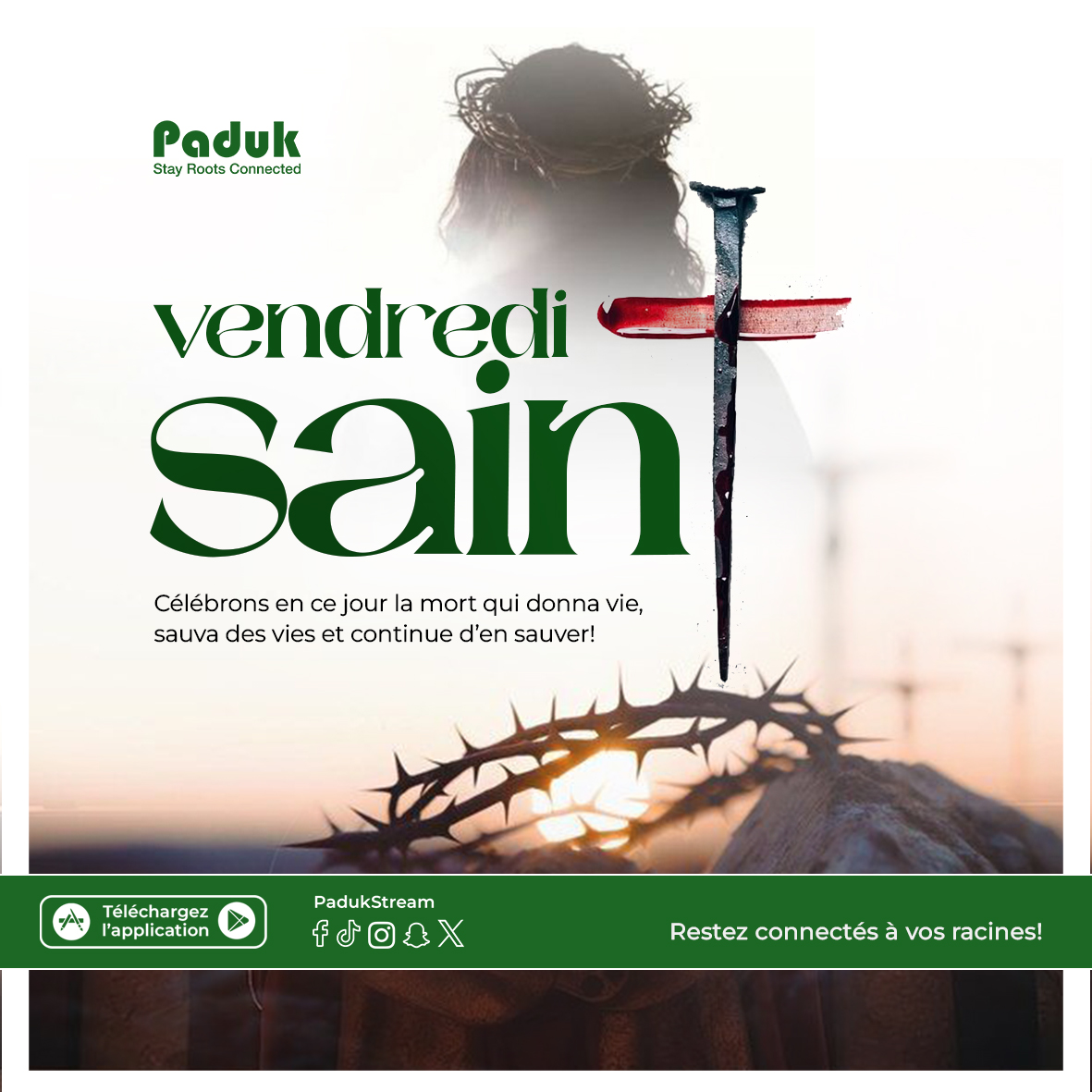 Padukstream's tweet photo. 🙏Toute l’équipe de Paduk vous souhaite un bon Vendredi Saint.
Une journée de paix, de réflexion et de recueillement🕊️
___
#VendrediSaint #Paduk #Paix #Spiritualité https://t.co/I6ox3gbX91