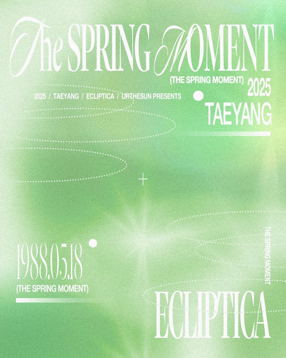 𝟸𝟶𝟸𝟻 ᴜʀᴛʜᴇsᴜɴ ᴘʀᴇsᴇɴᴛs
⋆.˚⊹⁺  𝚃𝙷𝙴 𝚂𝙿𝚁𝙸𝙽𝙶 𝙼𝙾𝙼𝙴𝙽𝚃 ⁺⊹˚.⋆
𝗰𝗼𝗺𝗶𝗻𝗴 𝘂𝗽 𝘁𝗵𝗶𝘀 𝗠𝗔𝗬 🔜

<a href="/Realtaeyang/">TAEYANG</a> #TAEYANG #BAEBAE #2025