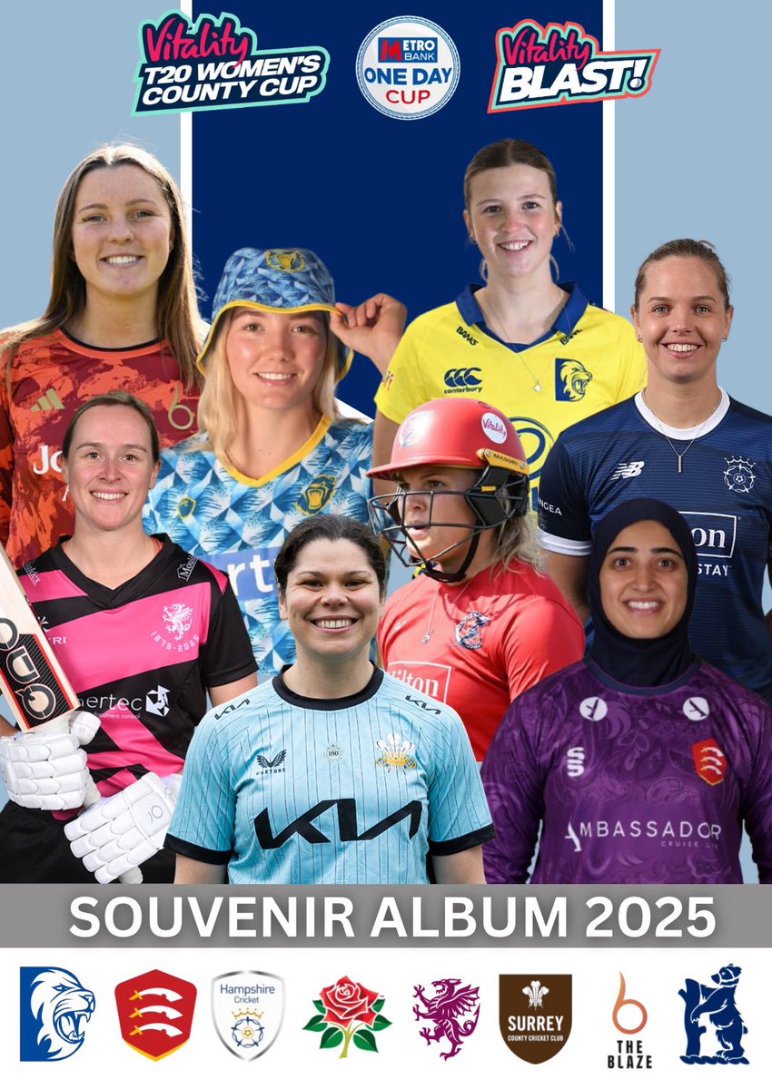 00ChildPodcast's tweet image. The 2025 Souvenir Album is available for FREE now! 🏏📚
Including player profiles of every Tier 1 player, Tier 2 players to watch, every fixture & some stats
Online Flipbook Version:
heyzine.com/flip-book/3ec8…
Printable PDF Version: shorturl.at/v6ABj