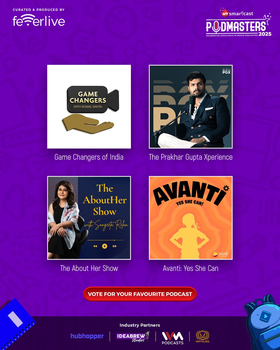 HTSmartcast's tweet photo. Presenting the nominees for Most Inspiring Podcast—the voices that lit a fire, changed mindsets, and gave hope when it was needed most. 🌟🌟
Vote now to make your favorite podcaster become the Podmaster
Votinglink🔗https://t.co/MJnoEM6NWN
#podmasters2025 #HTSmartcast #Feverfm https://t.co/UAOlk6GJo6