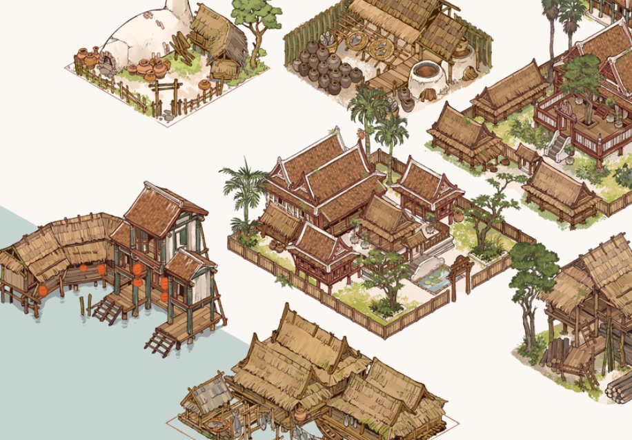 「มีทุกอย่างตั้งแต่โรงผลิตกะปิน้ำปลาจนวัดม」|P. kulkan.のイラスト