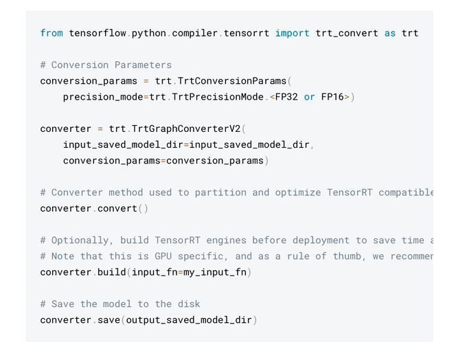 gp_pulipaka's tweet image. #TensorFlow- #TensorRT Integration! #BigData #Analytics #DataScience #AI #MachineLearning #IoT #IIoT #PyTorch #Python #RStats #TensorFlow #Java #ReactJS #GoLang #CloudComputing #Serverless #DataScientist #Linux #Programming #Coding #100DaysofCode 
geni.us/TF-TensorRT