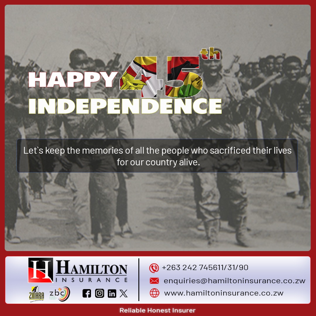 HInsuranceZW's tweet photo. Happy Independence Vana Vevhu.

"Let's keep the memories of all the people who sacrificed their live for our country alive."

#reliablehonestinsurer #insure2ensure #zimat45 #Independenceday https://t.co/2TPlnRC5wc